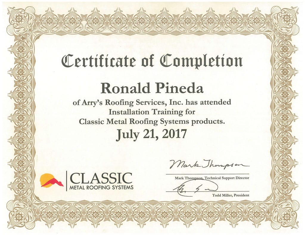 classic metal cert ronald